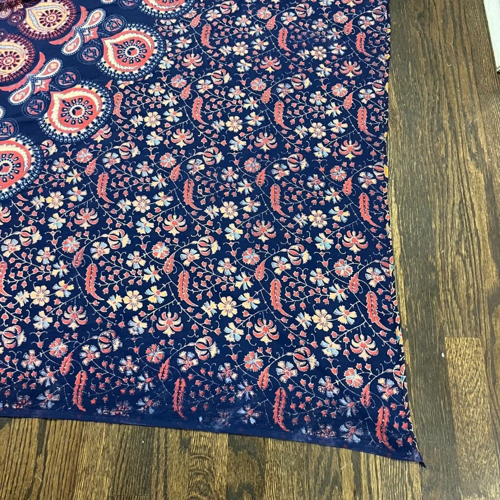 Navy Blue Mandala Tapestry Bohemian Floral Paisley Wall Hanging 102x84 Large